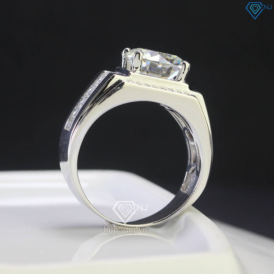 Nhẫn nam bạc đính kim cương Moissanite 10mm - Kiểm định GRA NNAM0159