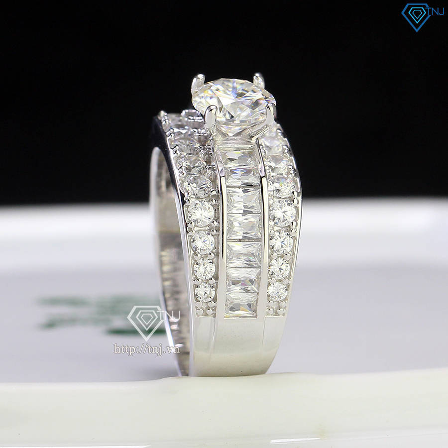 Nhẫn bạc nam đính kim cương Moissanite 7.0mm - Kiểm định GRA NNAM0164