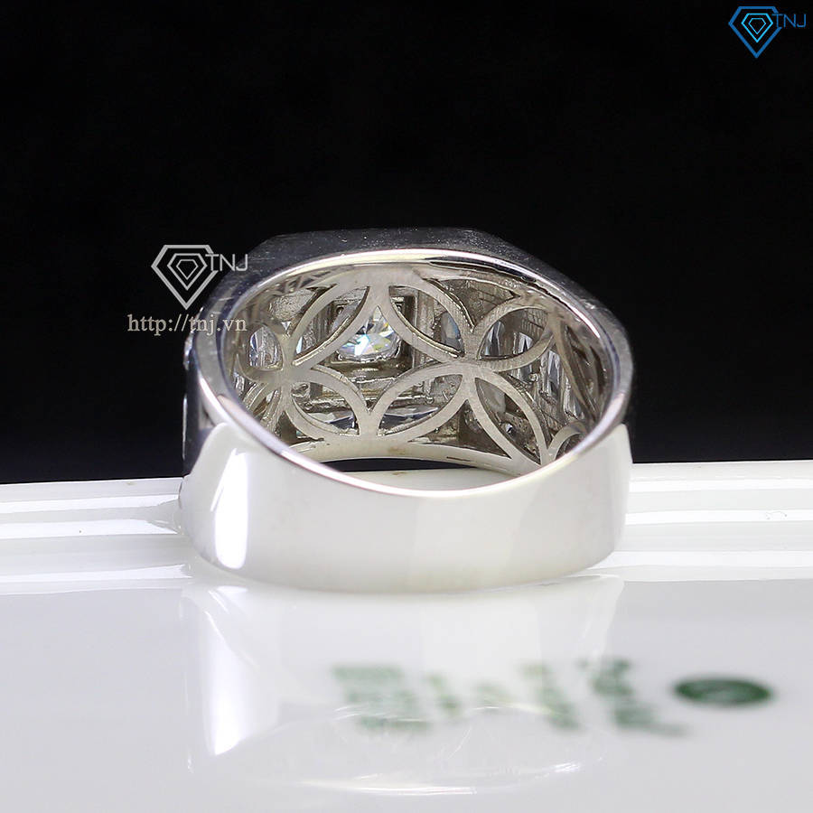 Nhẫn Moissanite nam đẹp đính kim cương 6.0mm - Kiểm định GRA NNAM0166