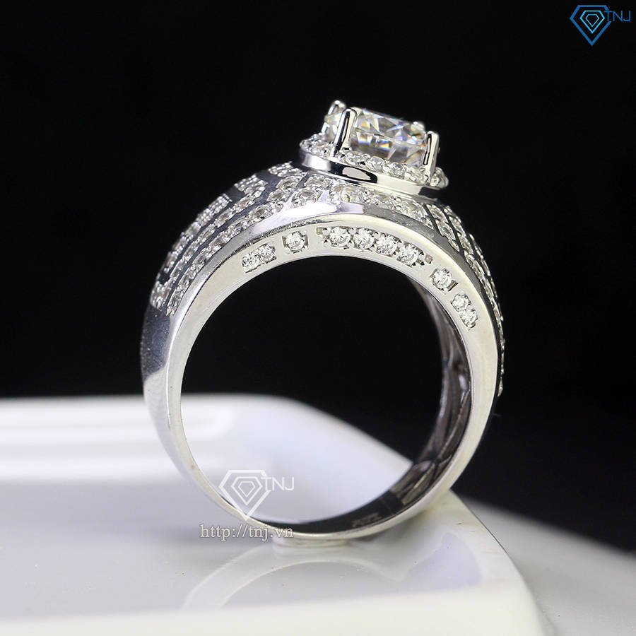 Nhẫn bạc nam bản to đính kim cương Moissanite 8.0mm - Kiểm định GRA NNAM0169