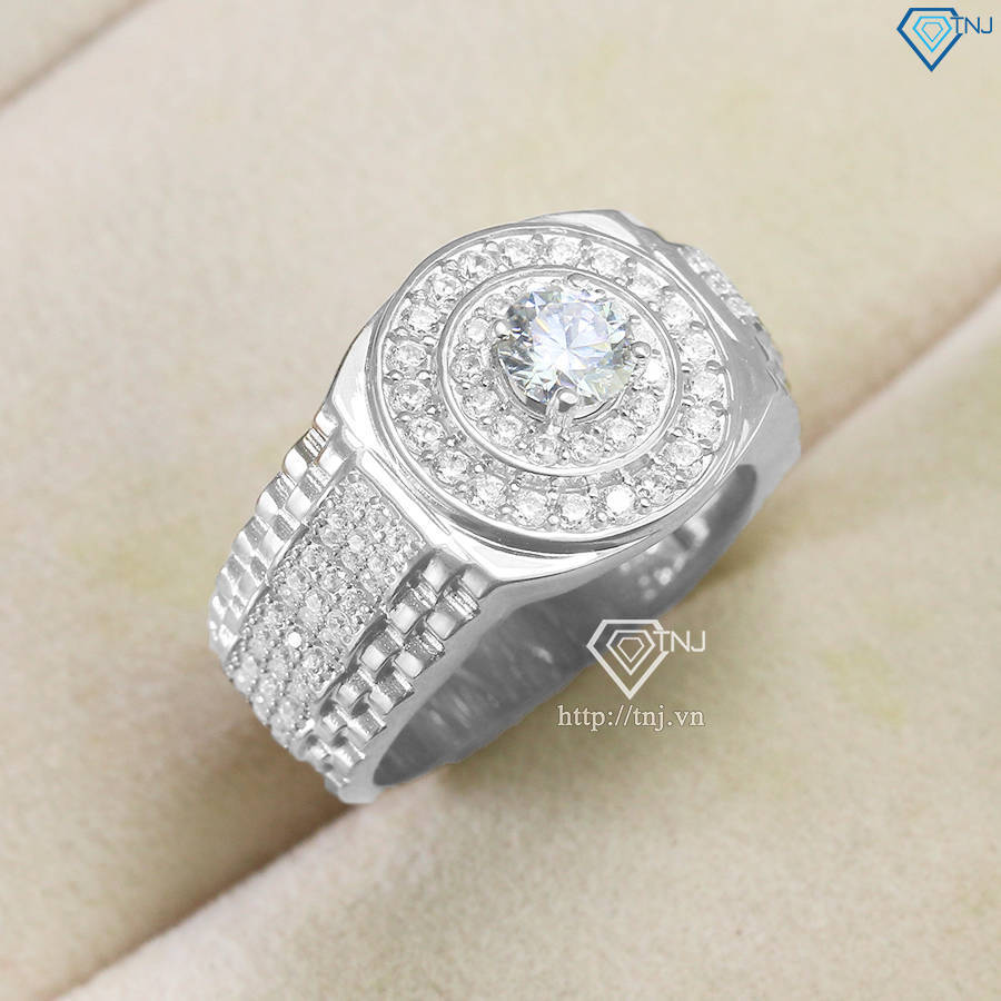 Nhẫn Moissanite nam mặt tròn 5.0mm - Kiểm định GRA NNAM0170