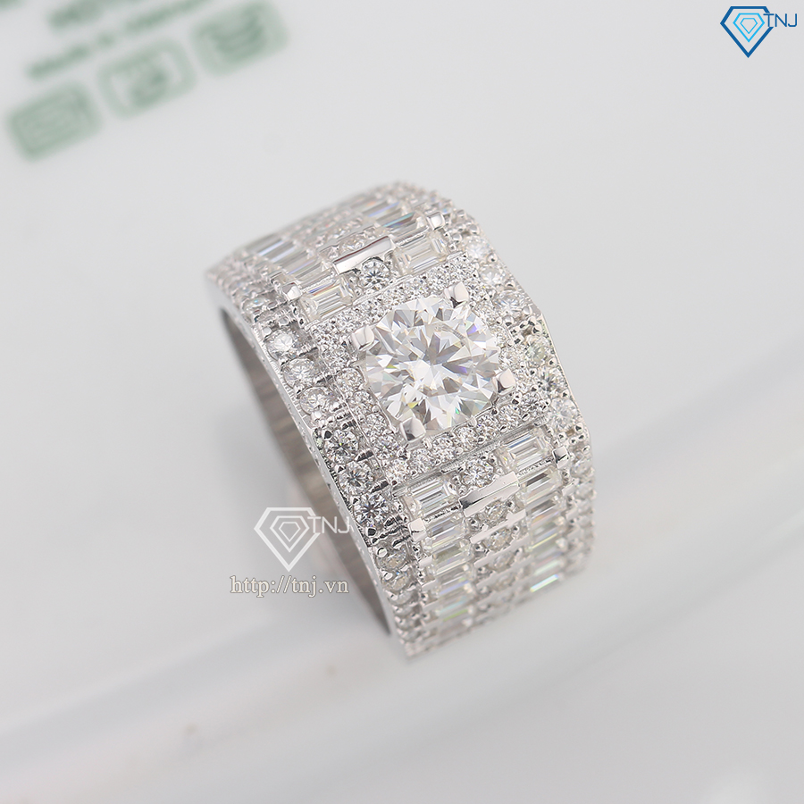Nhẫn nam đính full kim cương Moissanite đẹp 6.5mm - Kiểm định GRA NNAM0175