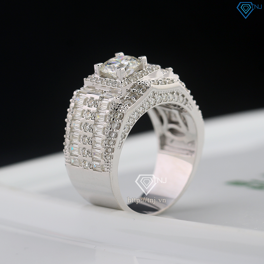 Nhẫn nam đính full kim cương Moissanite đẹp 6.5mm - Kiểm định GRA NNAM0175