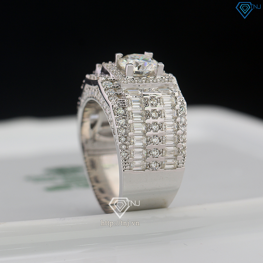 Nhẫn nam đính full kim cương Moissanite đẹp 6.5mm - Kiểm định GRA NNAM0175