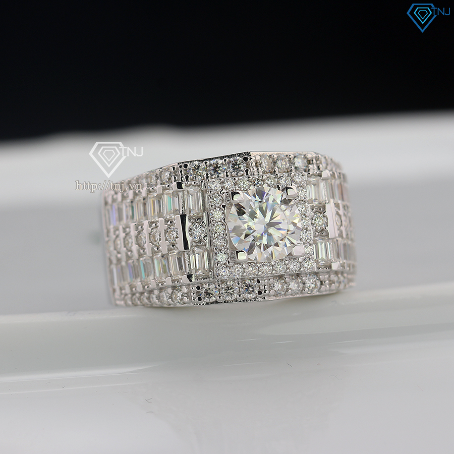 Nhẫn nam đính full kim cương Moissanite đẹp 6.5mm - Kiểm định GRA NNAM0175