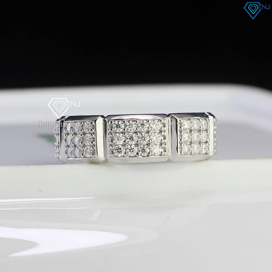 Nhẫn nam bạc dạng tròn đính full kim cương Moissanite NNAM0177