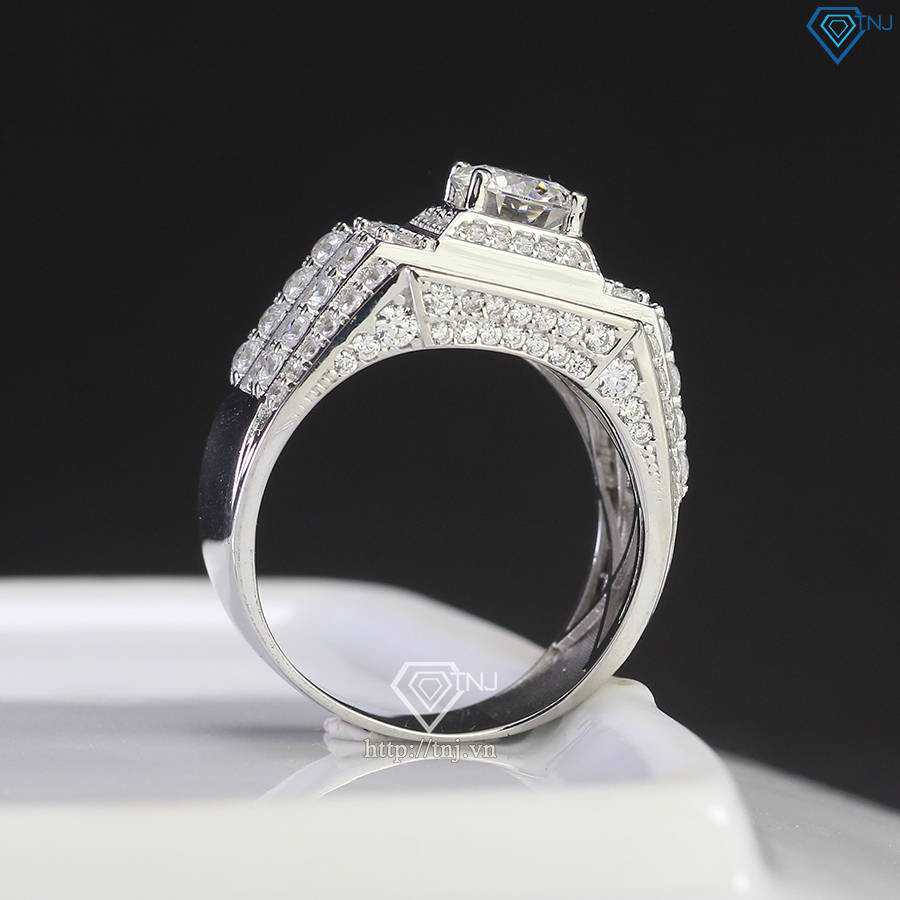 Nhẫn nam cao cấp đính kim cương Moissanite đẹp 6.5mm - Kiểm định GRA NNAM0180