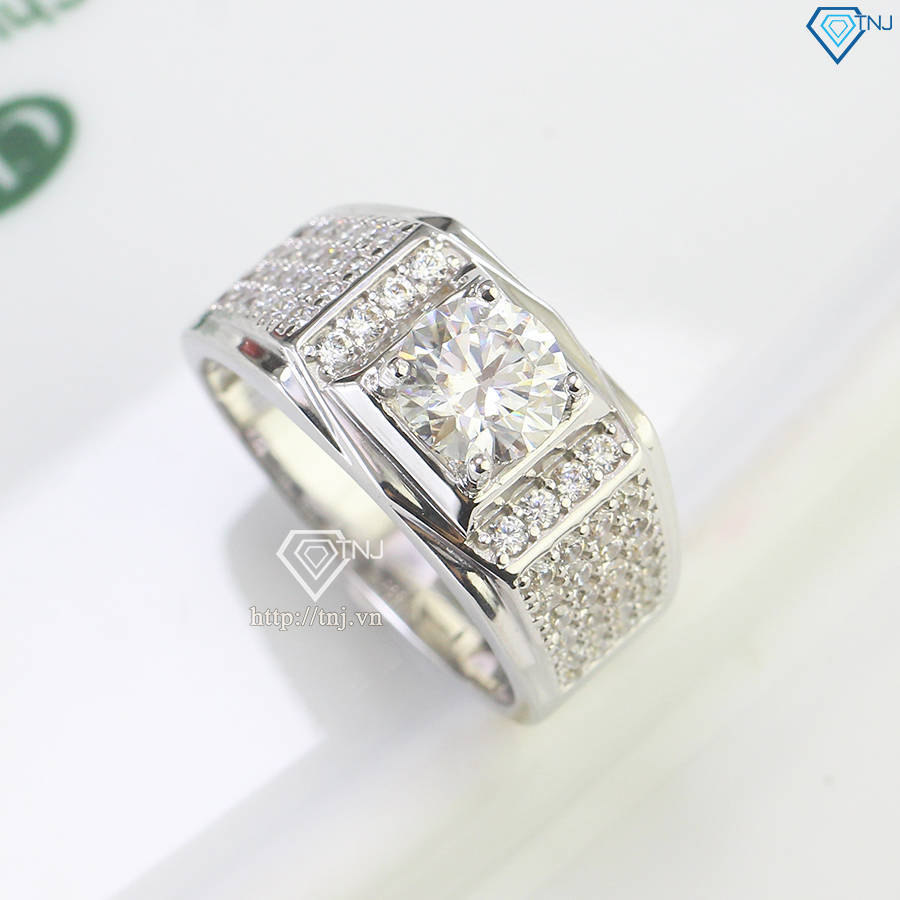 Nhẫn Moissanite nam đính đá kim cương 7.0mm - Kiểm định GRA NNAM0181