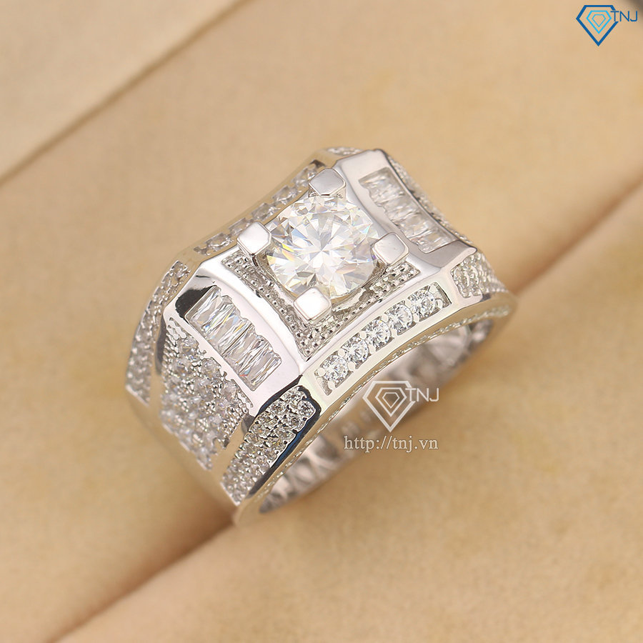 Nhẫn bạc nam 925 đính kim cương Moissanite 7.0mm - Kiểm định GRA NNAM0193