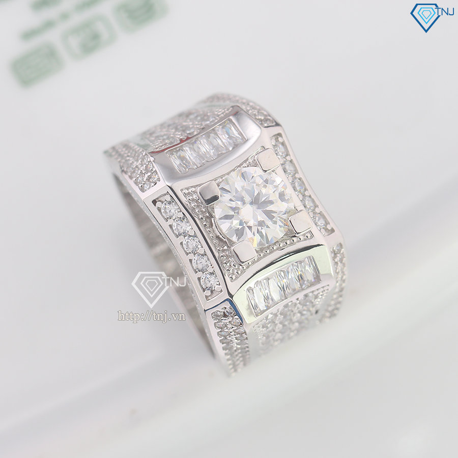 Nhẫn bạc nam 925 đính kim cương Moissanite 7.0mm - Kiểm định GRA NNAM0193