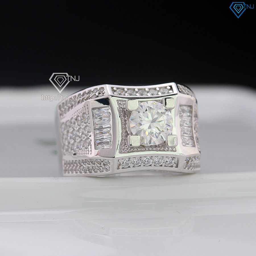 Nhẫn bạc nam 925 đính kim cương Moissanite 7.0mm - Kiểm định GRA NNAM0193