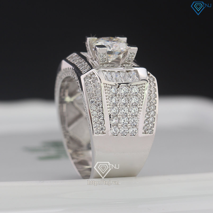 Nhẫn bạc nam 925 đính kim cương Moissanite 7.0mm - Kiểm định GRA NNAM0193
