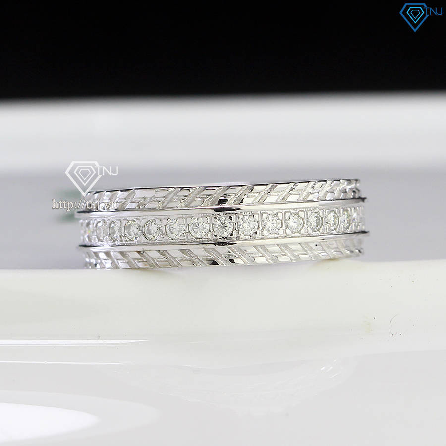 Nhẫn nam bạc đính full kim cương Moissanite đơn giản NNAM0195
