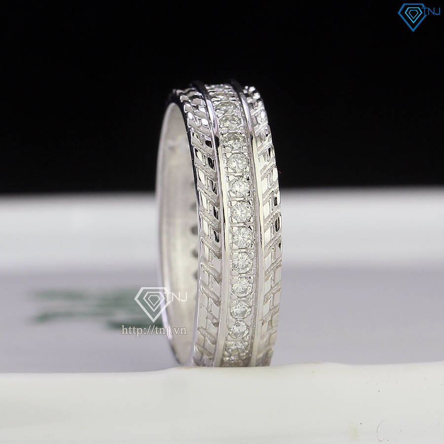Nhẫn nam bạc đính full kim cương Moissanite đơn giản NNAM0195