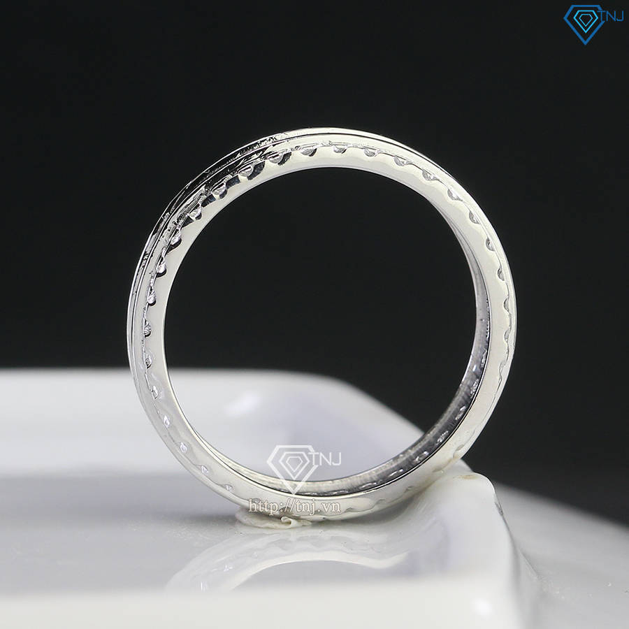Nhẫn nam bạc đính full kim cương Moissanite đơn giản NNAM0195