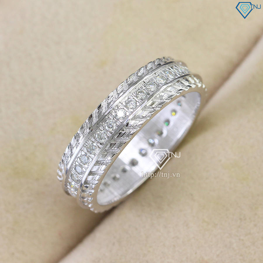 Nhẫn nam bạc đính full kim cương Moissanite đơn giản NNAM0195