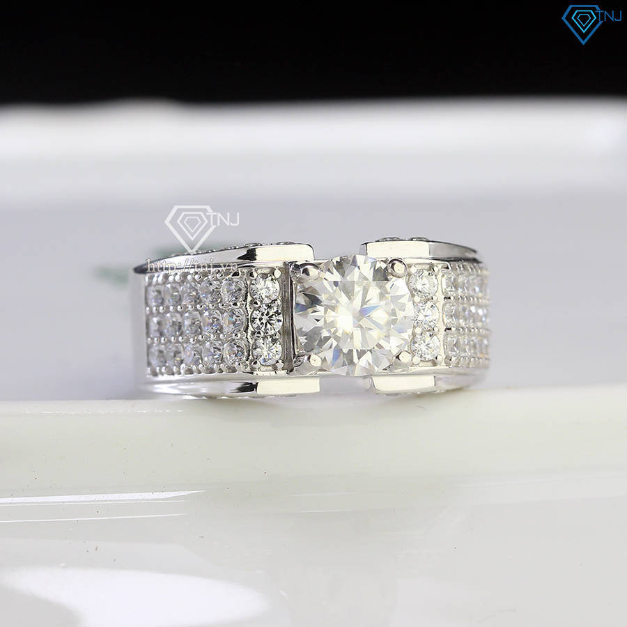 Nhẫn Moissanite nam đính đá kim cương 7.0mm - Kiểm định GRA NNAM0200