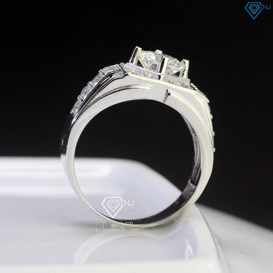 Nhẫn Moissanite nam đính đá kim cương 7.0mm - Kiểm định GRA NNAM0201