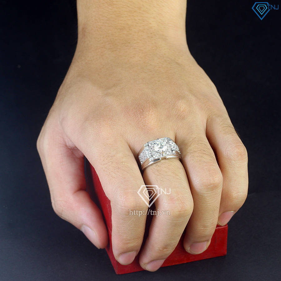 Nhẫn Moissanite nam đính đá kim cương 7.0mm - Kiểm định GRA NNAM0201
