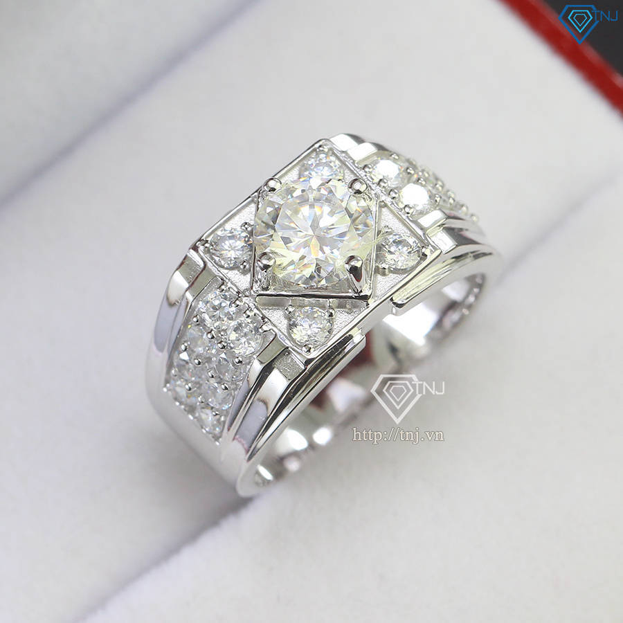 Nhẫn Moissanite nam đính đá kim cương 7.0mm - Kiểm định GRA NNAM0201