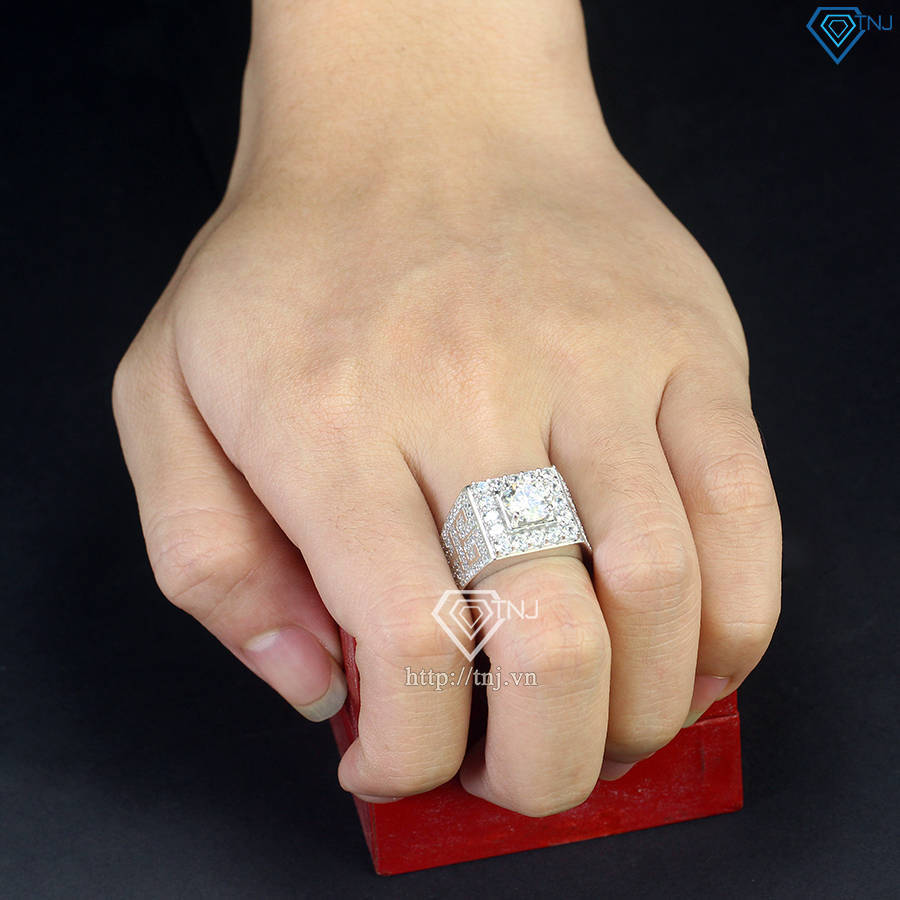 Nhẫn nam Moissanite mặt đá vuông 7.5mm - Kiểm định GRA NNAM0203