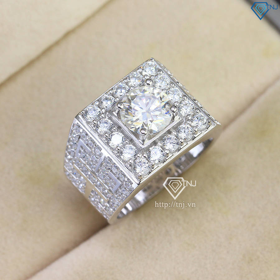 Nhẫn nam Moissanite mặt đá vuông 7.5mm - Kiểm định GRA NNAM0203