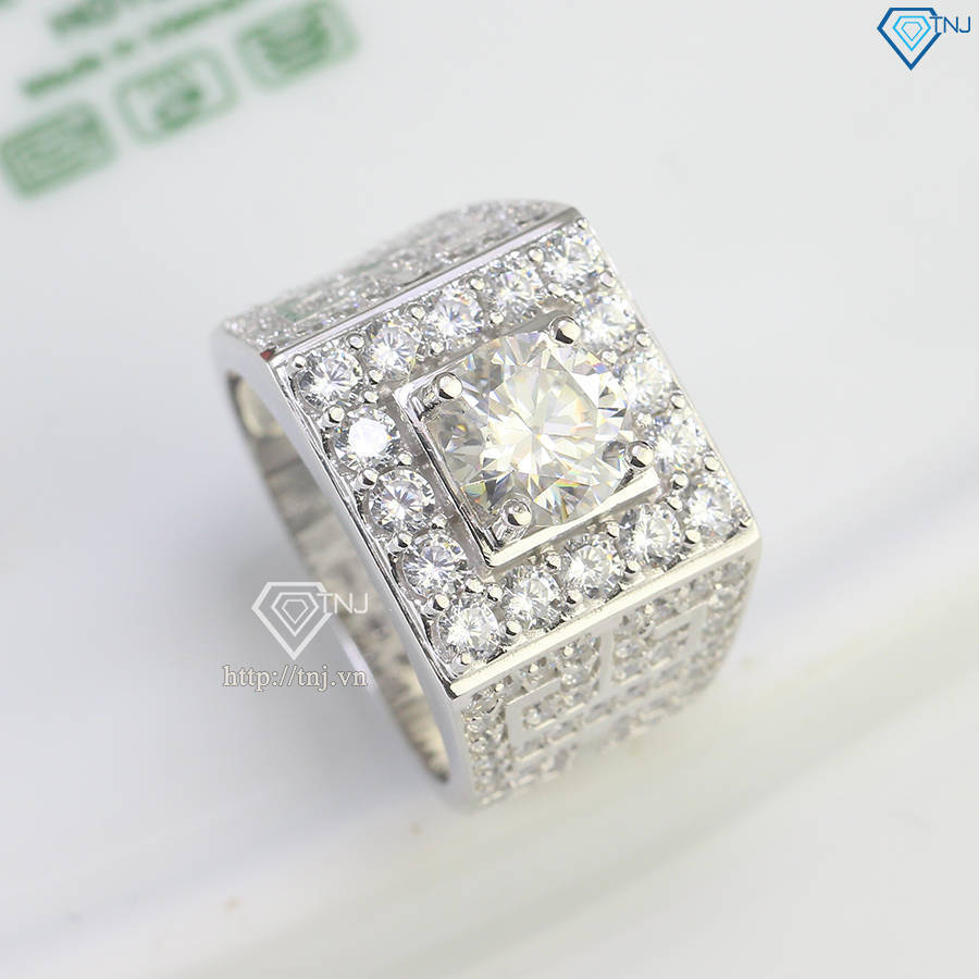 Nhẫn nam Moissanite mặt đá vuông 7.5mm - Kiểm định GRA NNAM0203