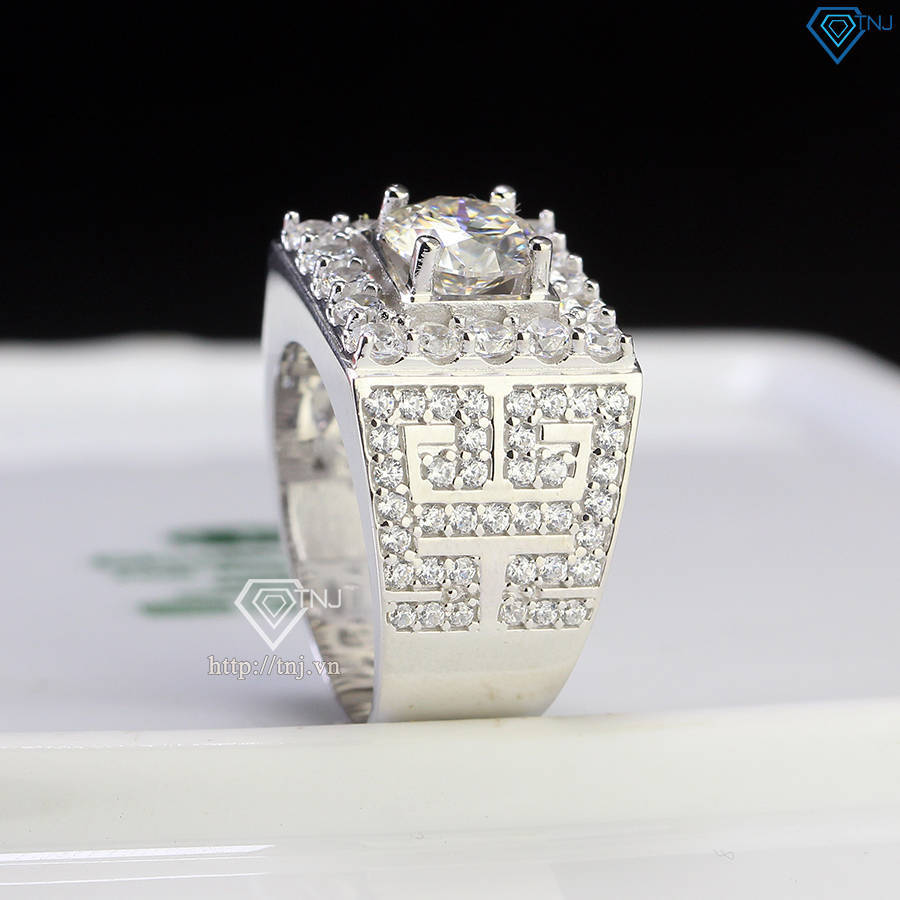 Nhẫn nam Moissanite mặt đá vuông 7.5mm - Kiểm định GRA NNAM0203