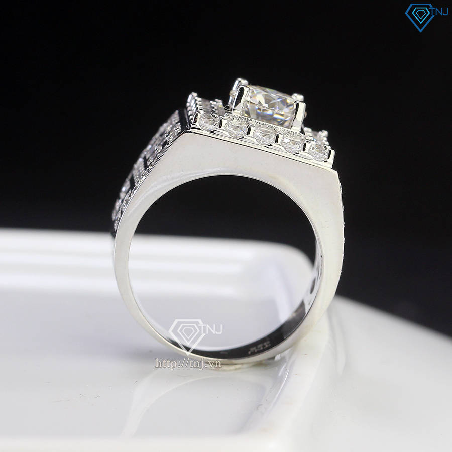 Nhẫn nam Moissanite mặt đá vuông 7.5mm - Kiểm định GRA NNAM0203
