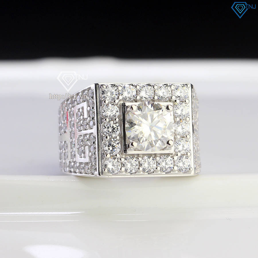 Nhẫn nam Moissanite mặt đá vuông 7.5mm - Kiểm định GRA NNAM0203
