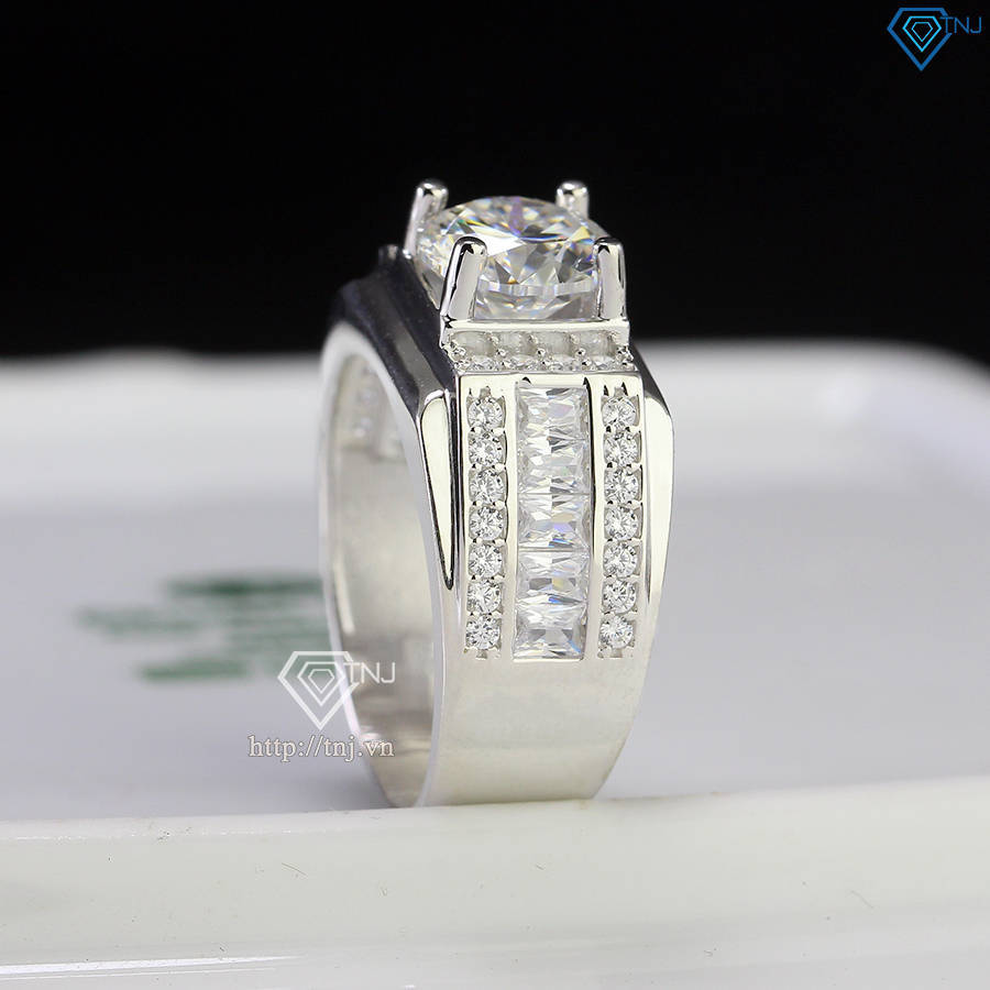 Nhẫn bạc nam đính kim cương Moissanite 8.0mm - Kiểm định GRA NNAM0208