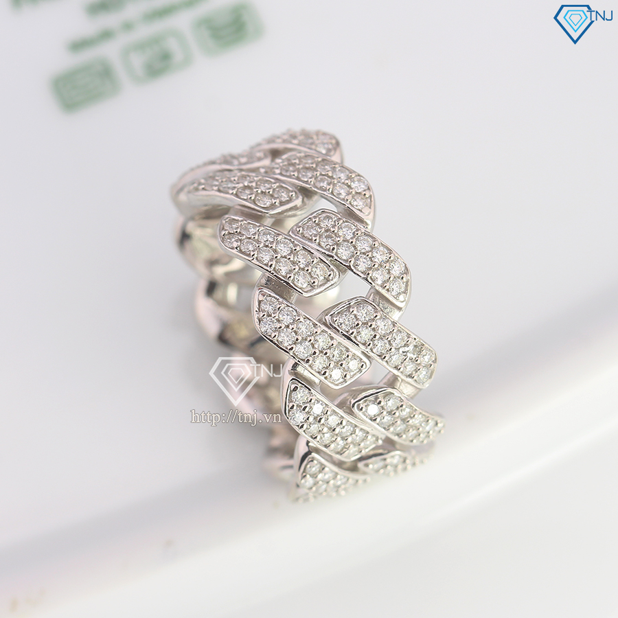 Nhẫn bạc nam cuban đính full kim cương nhân tạo Moissanite NNAM0214