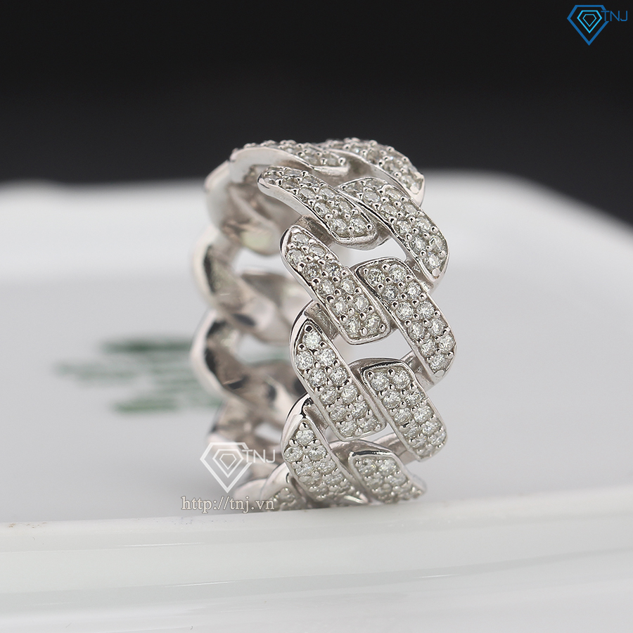 Nhẫn bạc nam cuban đính full kim cương nhân tạo Moissanite NNAM0214