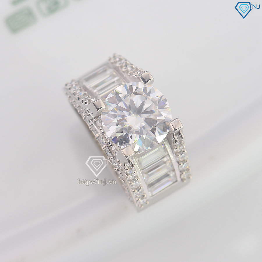 Nhẫn nam bạc cao cấp đính full kim cương Moissanite 10mm - Kiểm định GRA NNAM0215