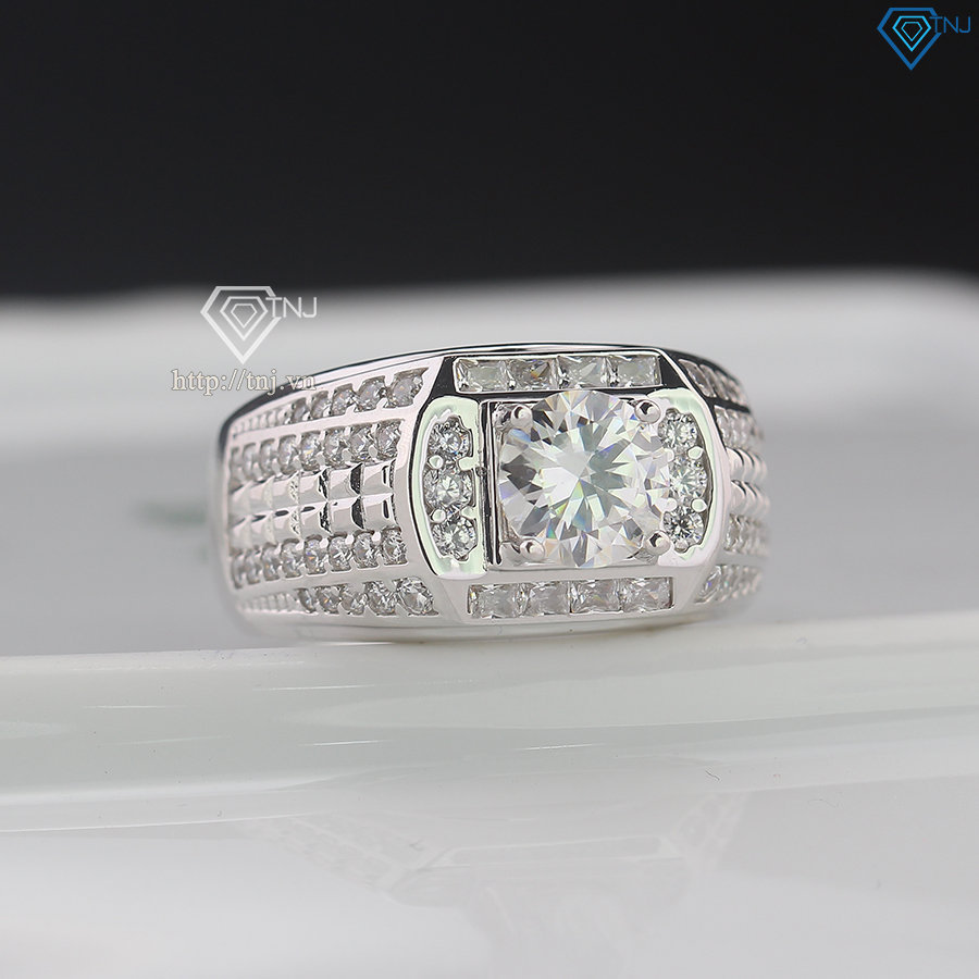 Nhẫn bạc nam 925 đính kim cương Moissanite 7.0mm - Kiểm định GRA NNAM0217