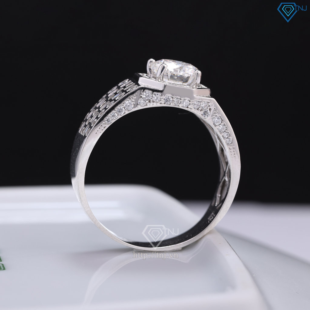 Nhẫn bạc nam đính kim cương Moissanite 8.0mm - Kiểm định GRA NNAM0223