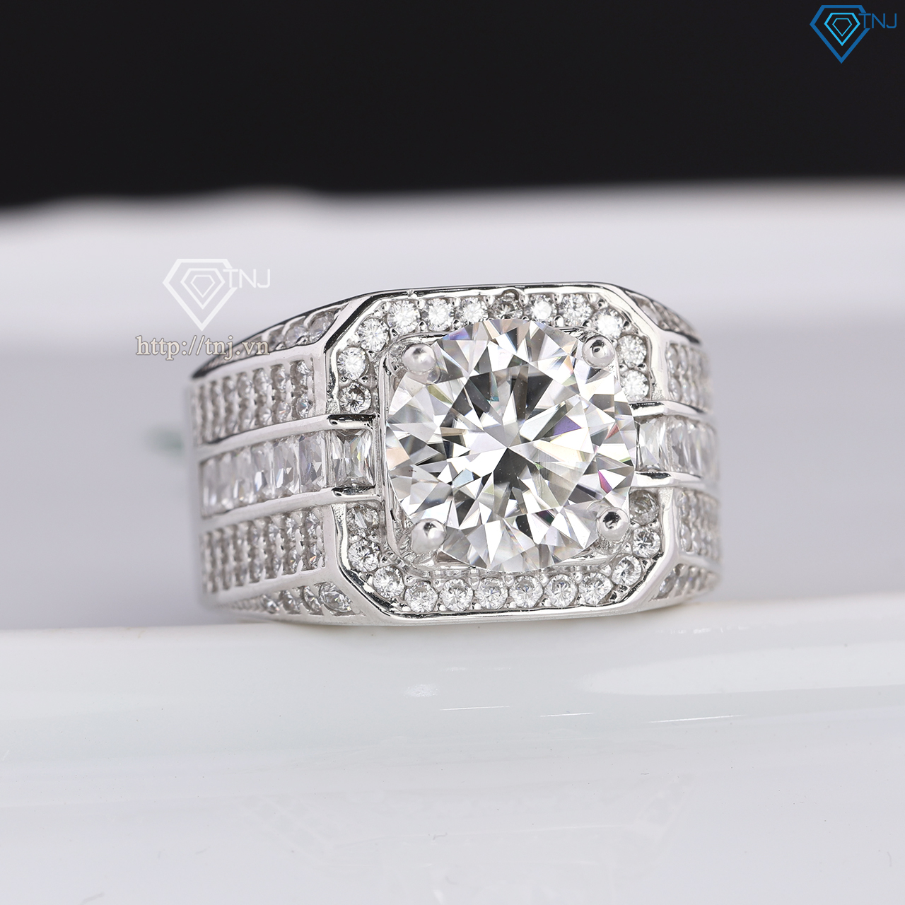 Nhẫn nam đính kim cương Moissanite 10mm - Kiểm định GRA NNAM0224