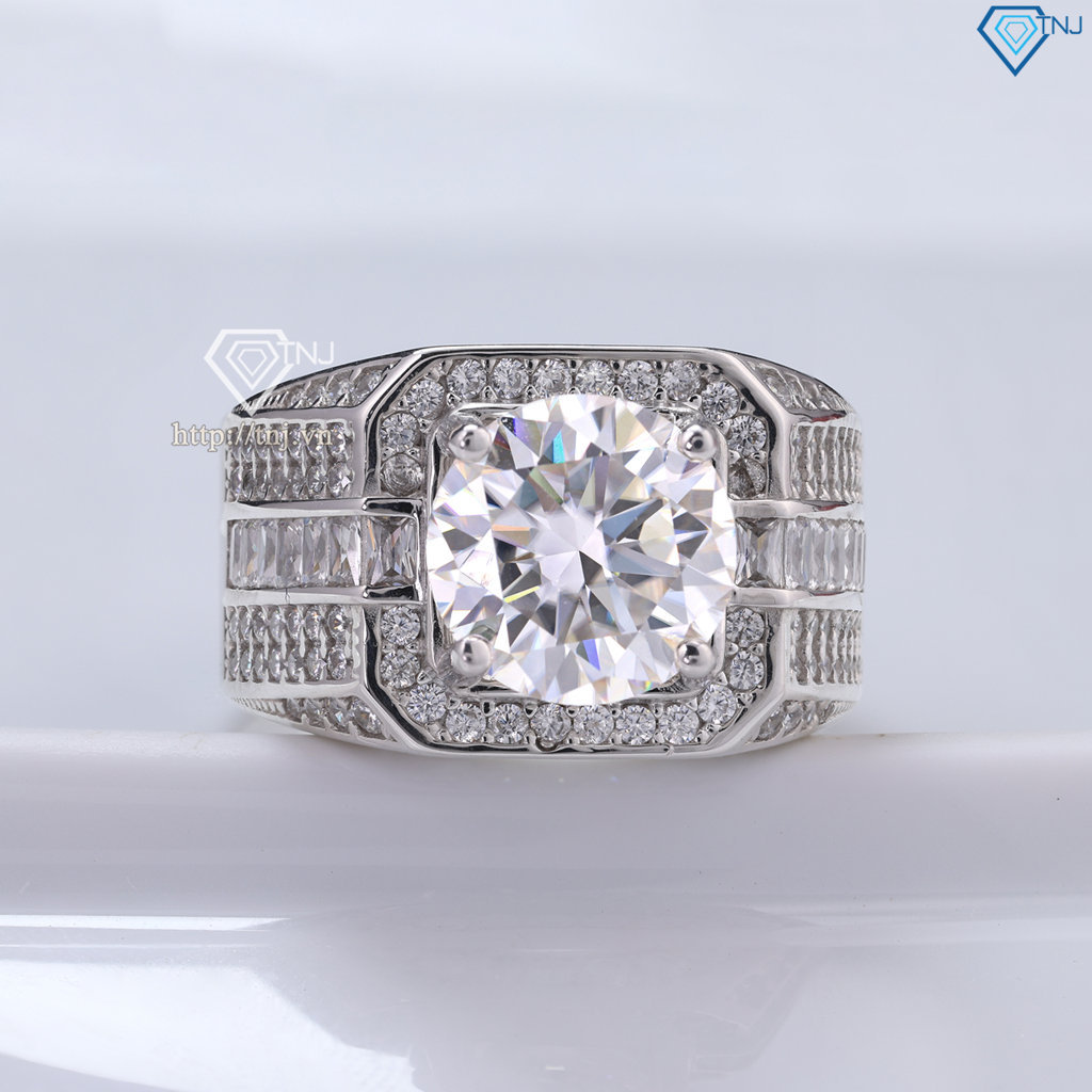 Nhẫn nam đính kim cương Moissanite 10mm - Kiểm định GRA NNAM0224