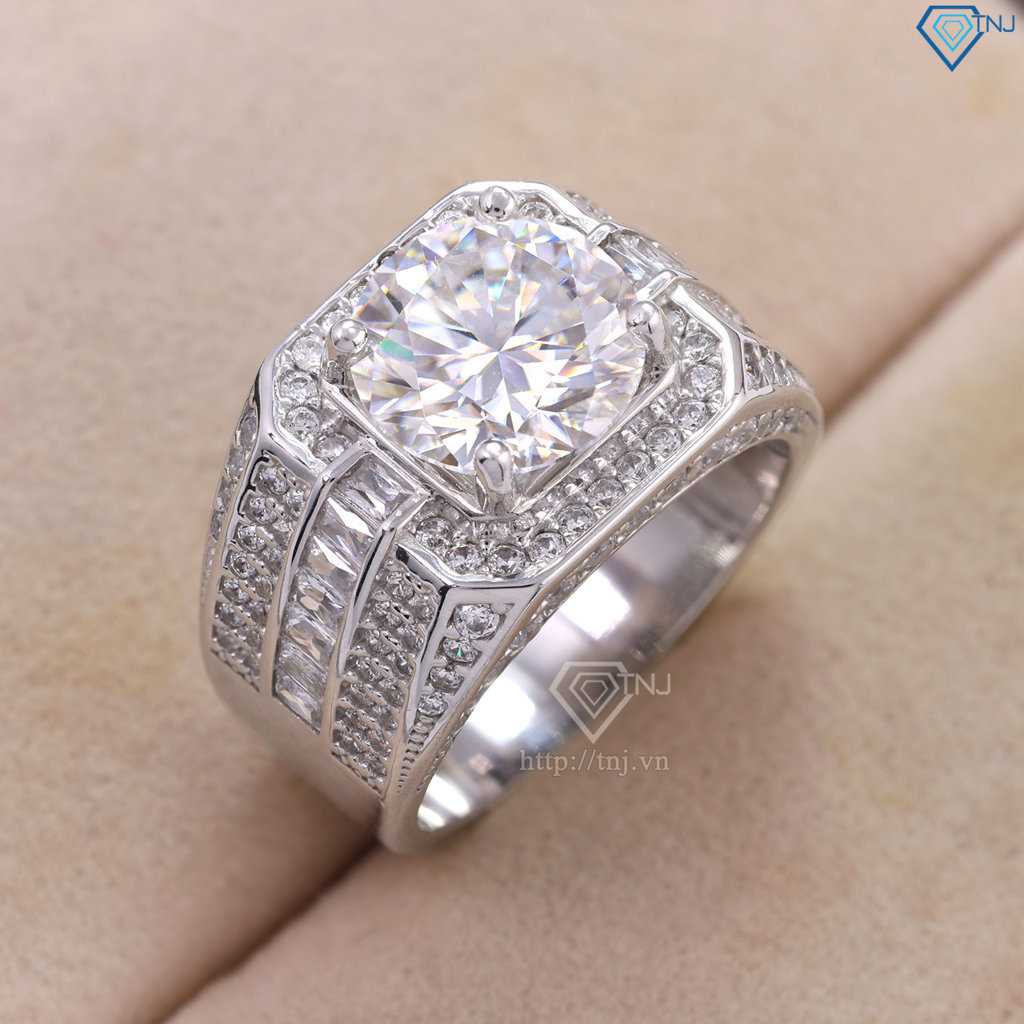 Nhẫn nam đính kim cương Moissanite 10mm - Kiểm định GRA NNAM0224