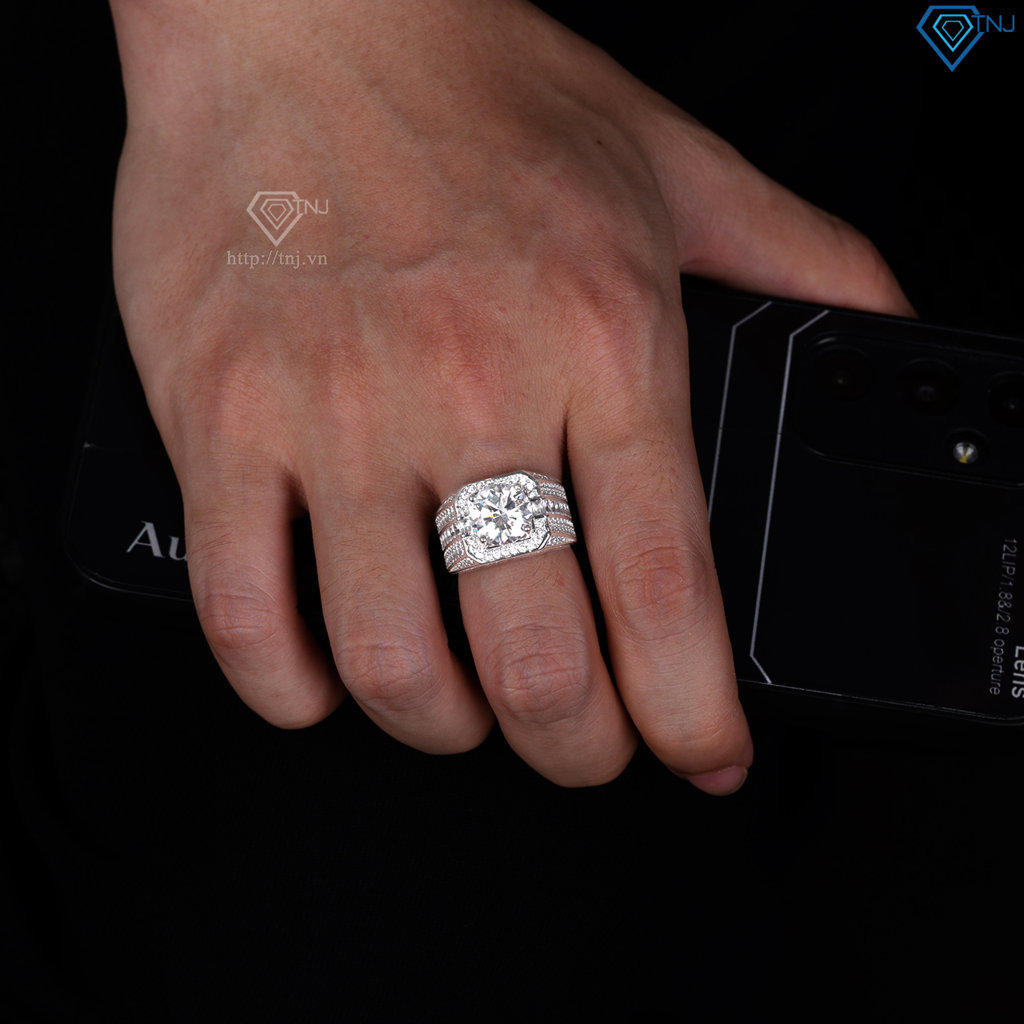 Nhẫn nam đính kim cương Moissanite 10mm - Kiểm định GRA NNAM0224