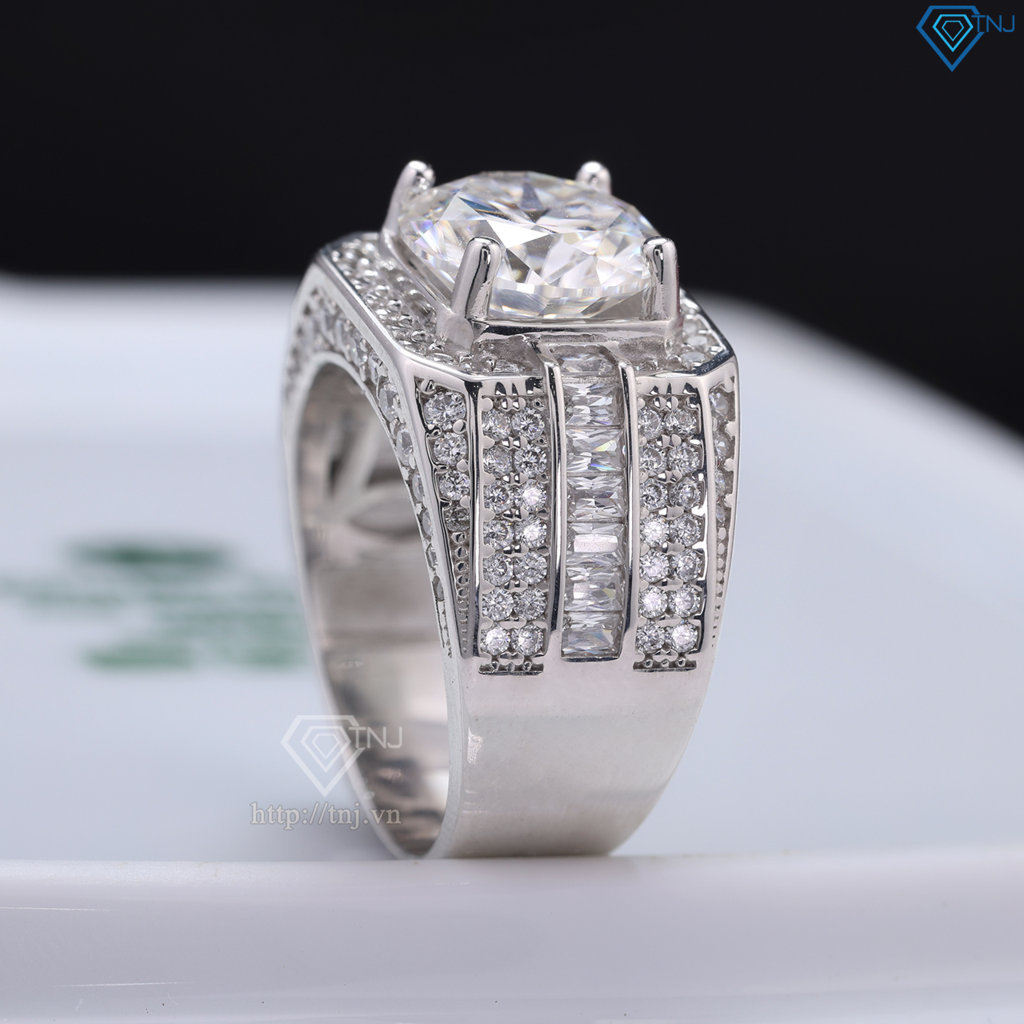 Nhẫn nam đính kim cương Moissanite 10mm - Kiểm định GRA NNAM0224