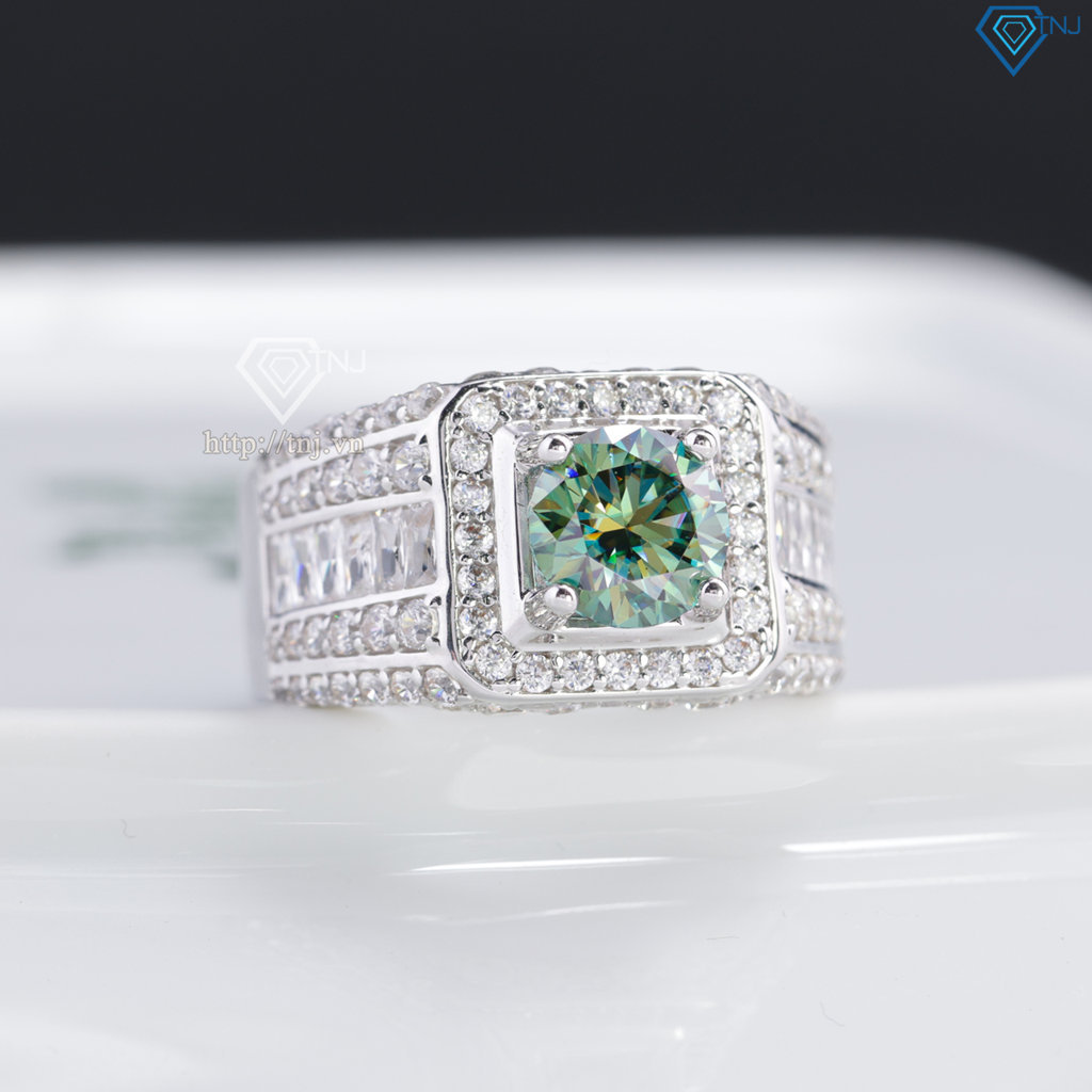 Nhẫn nam đơn giản đính kim cương xanh nhân tạo 7.0mm - Kiểm định GRA NNAM0225
