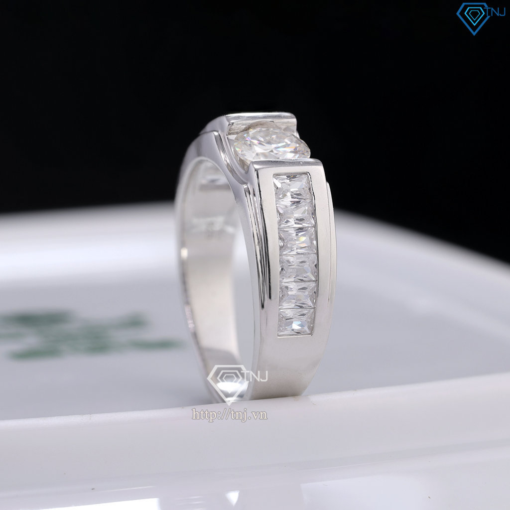 Nhẫn nam Moissanite đơn giản đính đá 6.0mm - Kiểm định GRA NNAM0227
