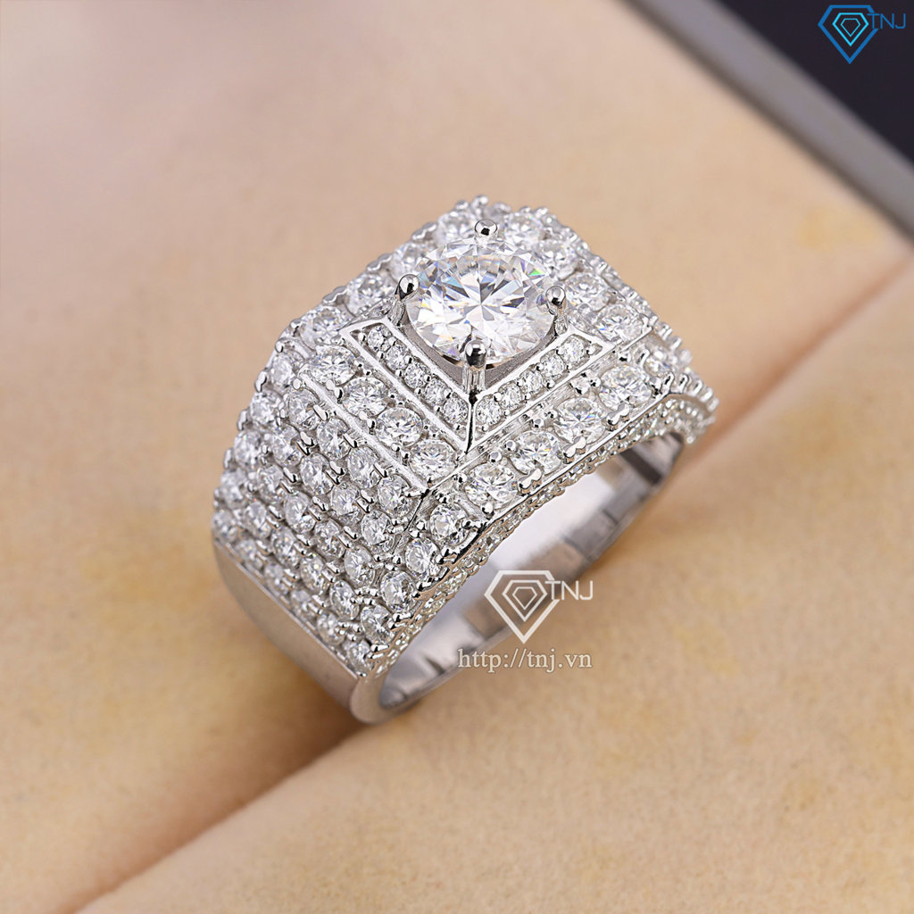 Nhẫn nam đính full kim cương Moissanite đẹp 7.0mm - Kiểm định GRA NNAM0228