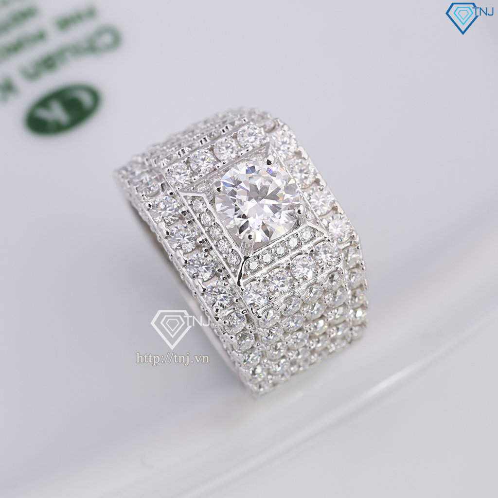 Nhẫn nam đính full kim cương Moissanite đẹp 7.0mm - Kiểm định GRA NNAM0228