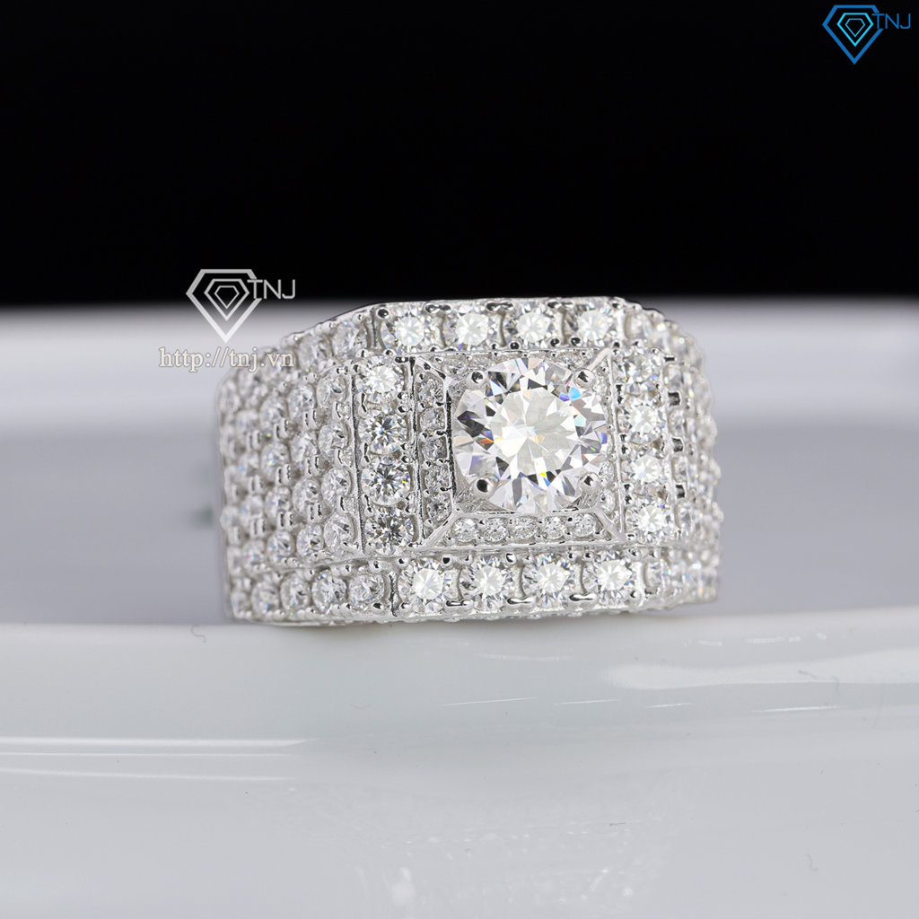 Nhẫn nam đính full kim cương Moissanite đẹp 7.0mm - Kiểm định GRA NNAM0228