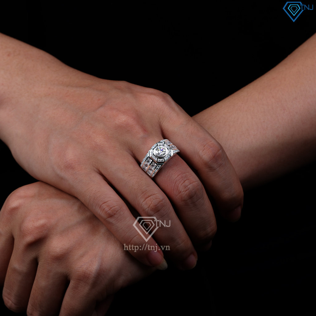 Nhẫn nam Moissanite đơn giản đính đá 6.0mm - Kiểm định GRA NNAM0229