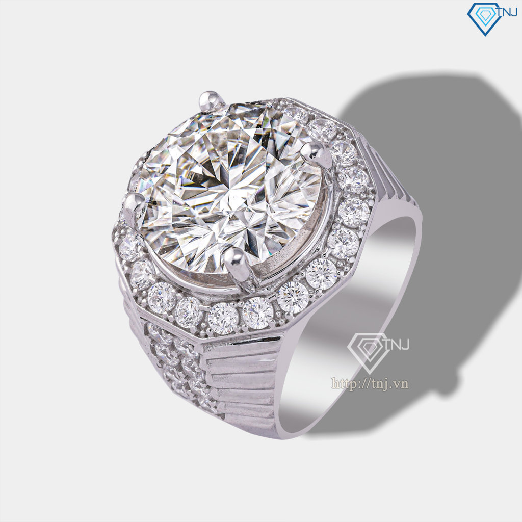 Nhẫn nam Moissanite bản to đính kim cương 15.0mm - Kiểm định GRA NNAM0230