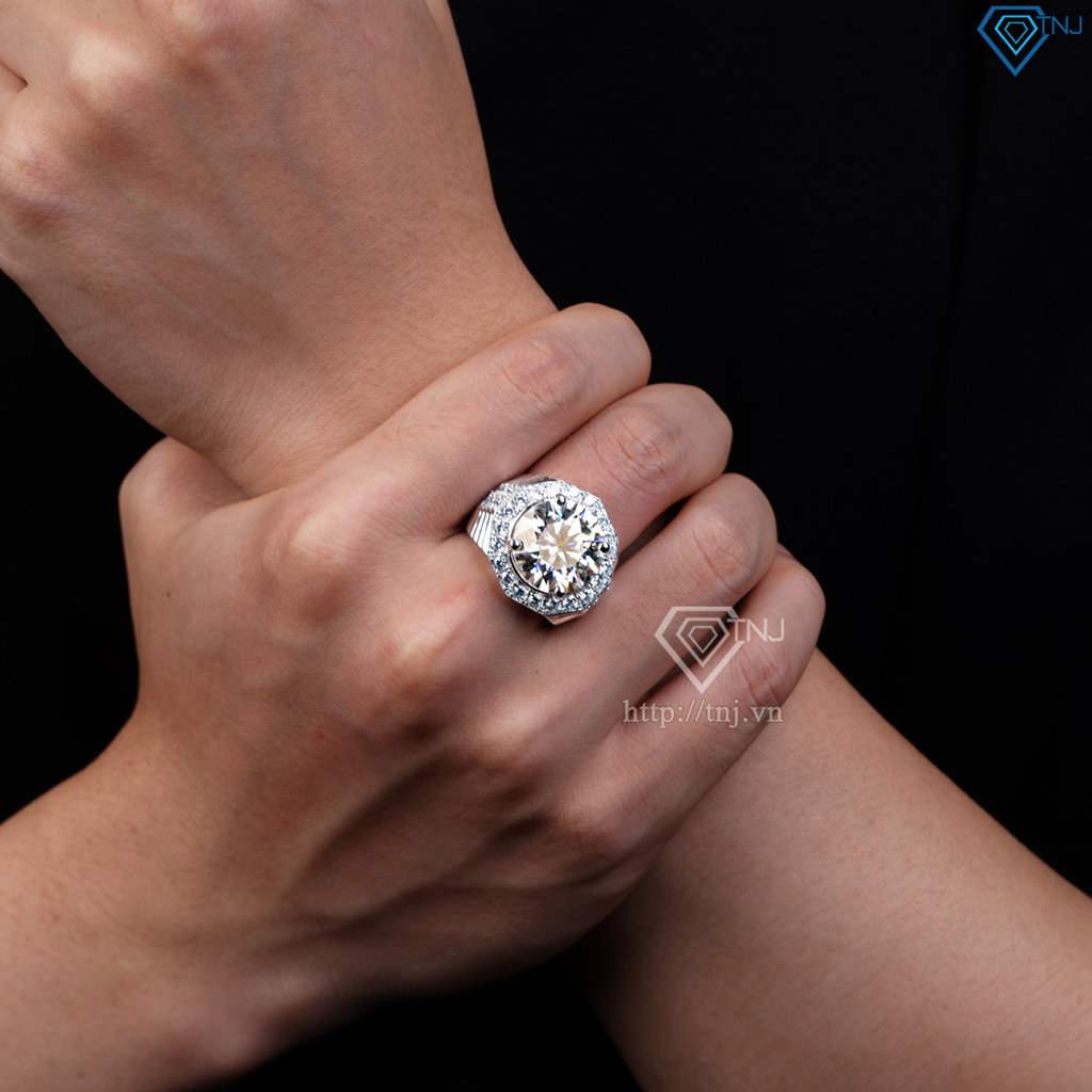 Nhẫn nam Moissanite bản to đính kim cương 15.0mm - Kiểm định GRA NNAM0230
