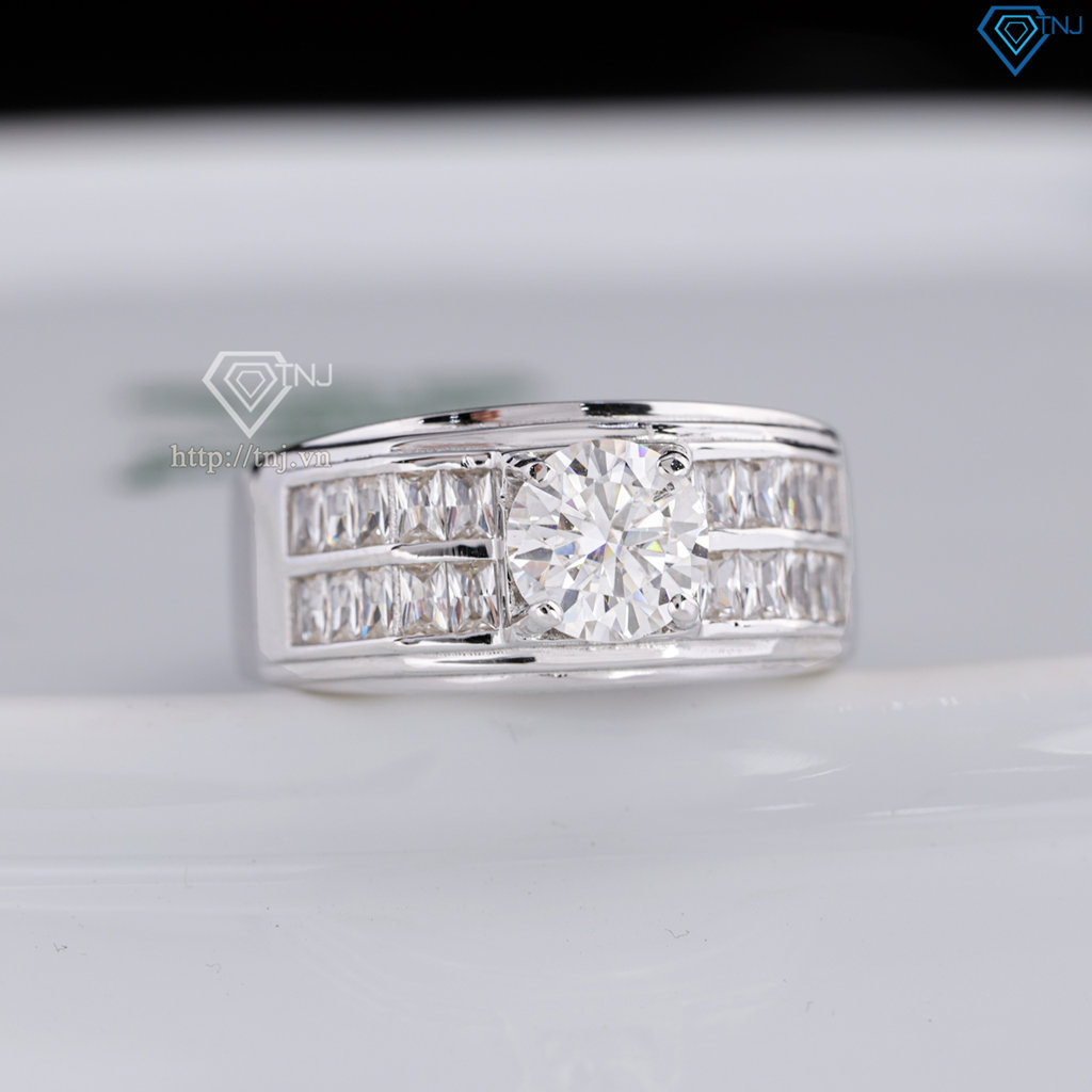 Nhẫn nam đơn giản Moissanite đính kim cương 6.5mm - Kiểm định GRA NNAM0238
